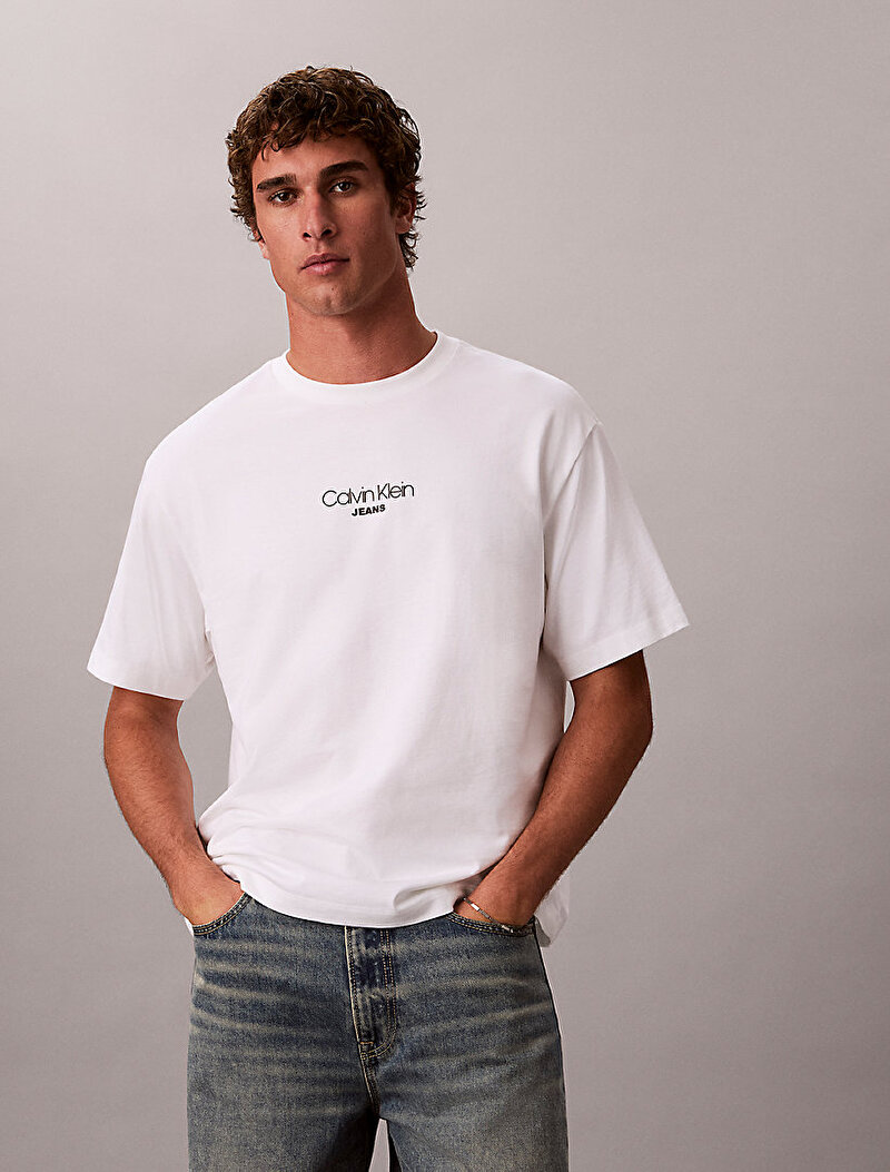 Calvin Klein Beyaz Renkli Erkek 16s Relaxed Fit T-shirt