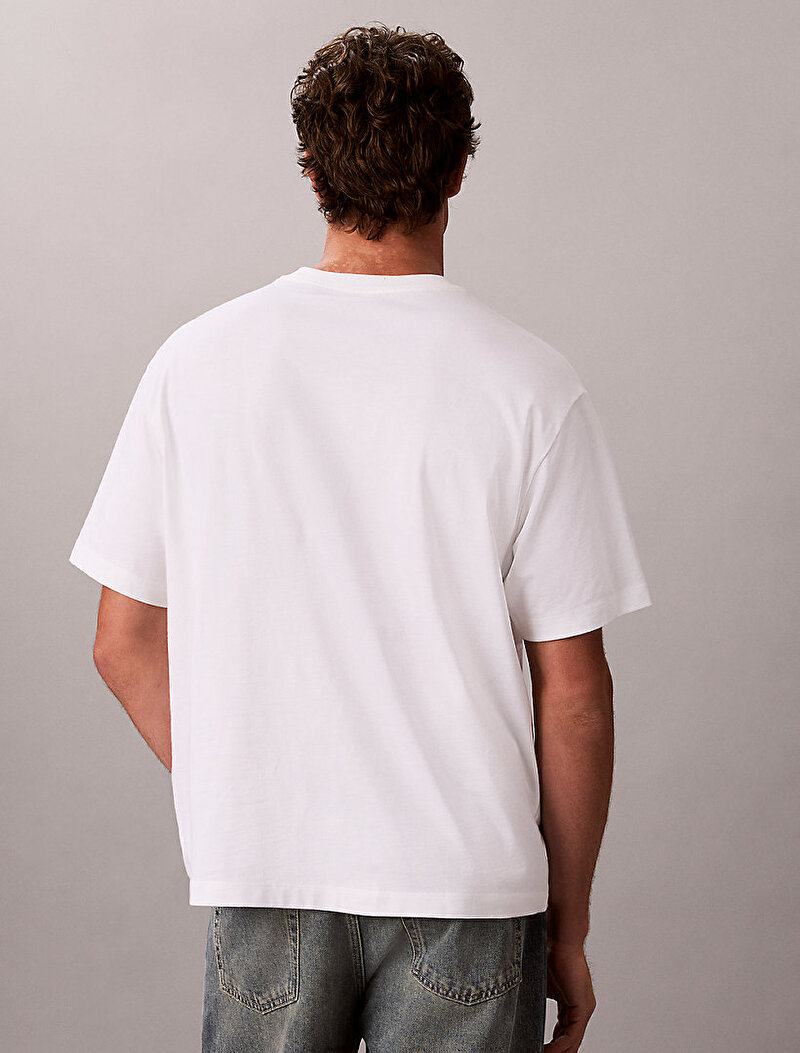 Calvin Klein Beyaz Renkli Erkek 16s Relaxed Fit T-shirt