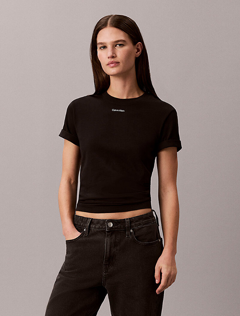 Calvin Klein Siyah Renkli Kadın 20s Classic Logo T-shirt