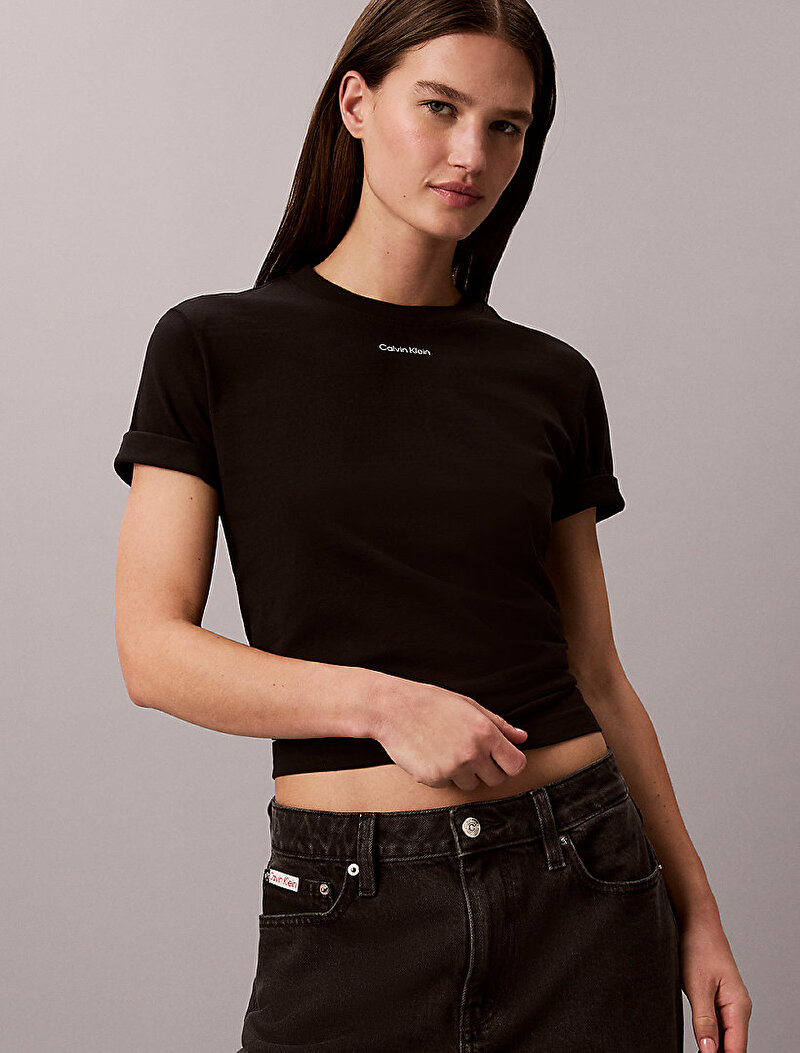 Calvin Klein Siyah Renkli Kadın 20s Classic Logo T-shirt