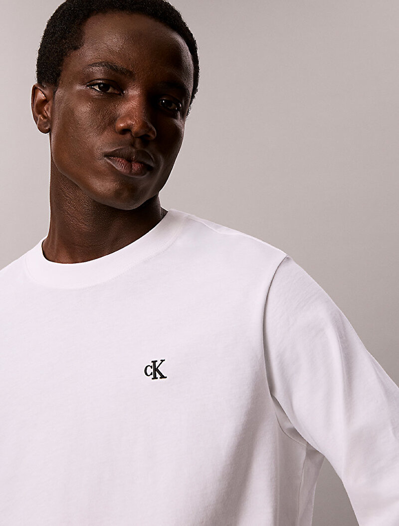 Calvin Klein Beyaz Renkli Erkek Easy Monogram T-shirt