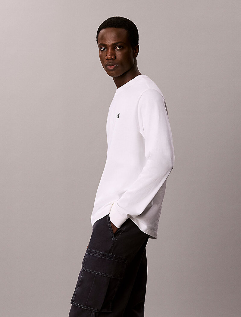 Calvin Klein Beyaz Renkli Erkek Easy Monogram T-shirt