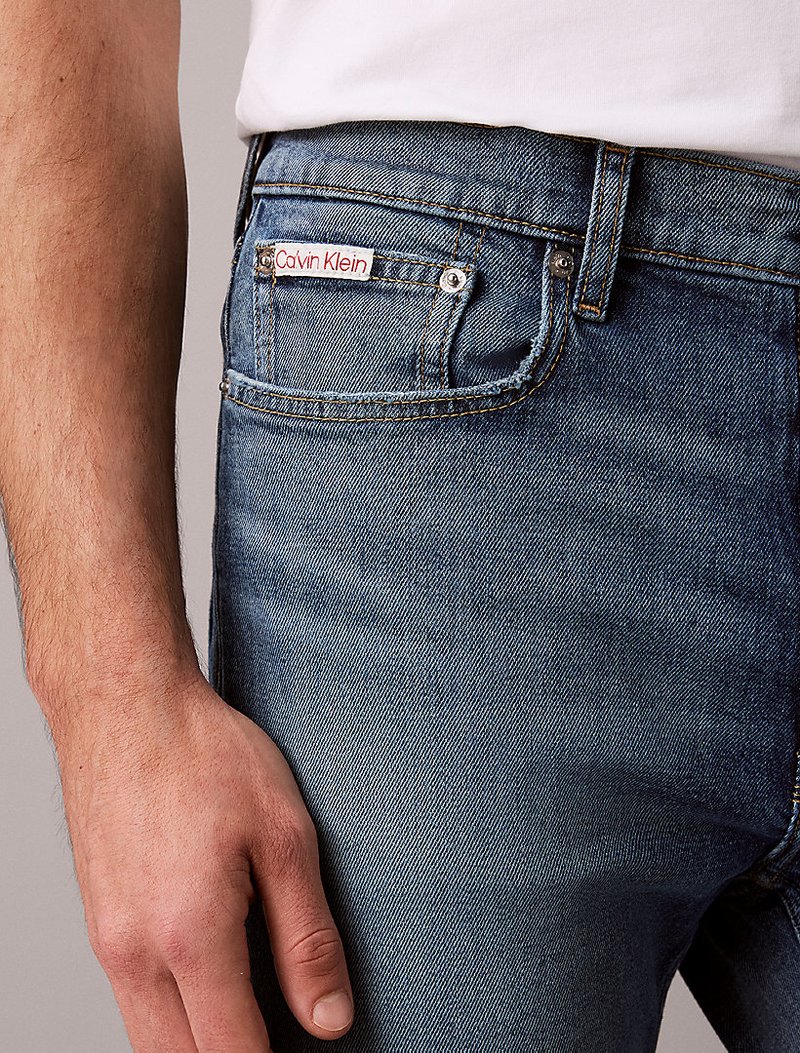 Calvin Klein Beyaz Renkli Erkek Standard Straight Jean Pantolon