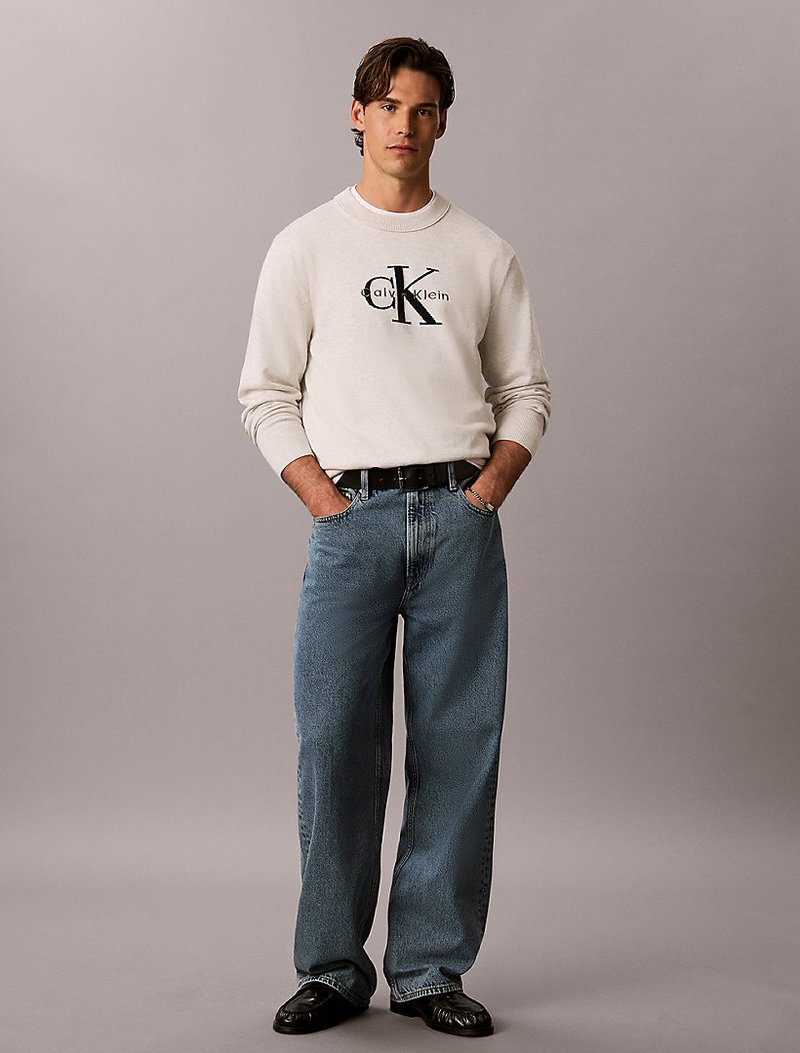 Calvin Klein Gri Renkli Erkek Cotton Kazak