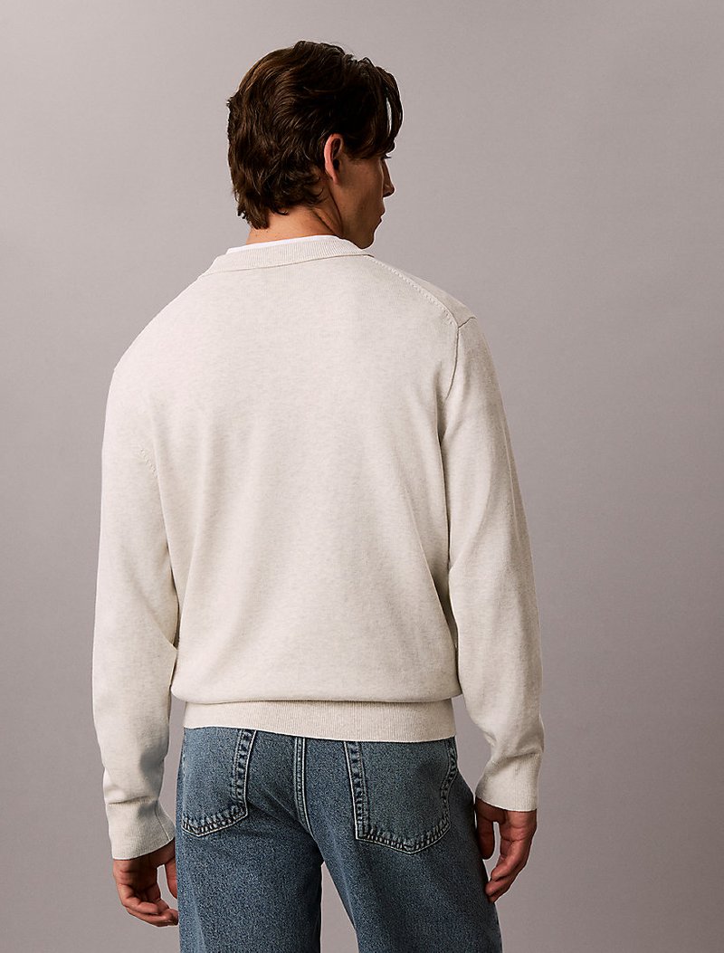 Calvin Klein Gri Renkli Erkek Cotton Kazak