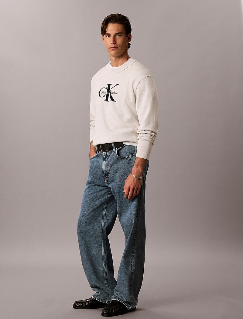 Calvin Klein Gri Renkli Erkek Cotton Kazak