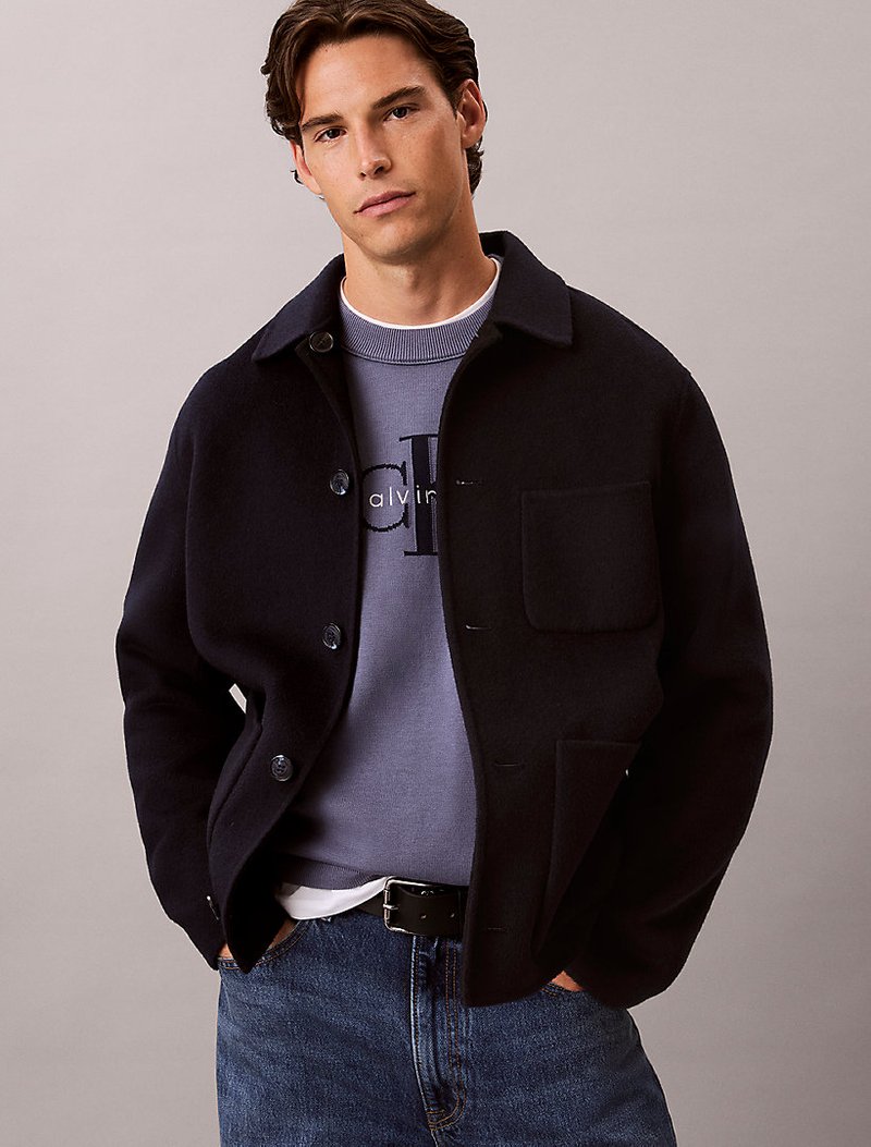 Calvin Klein Mavi Renkli Erkek Cotton Kazak