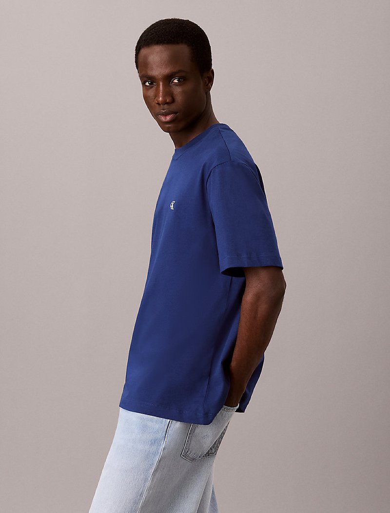 Calvin Klein Mavi Renkli Erkek Easy Monologo T-shirt