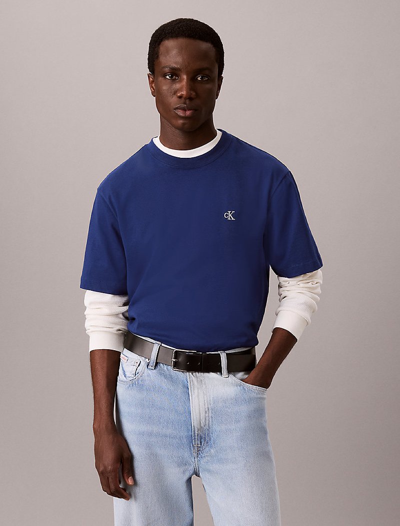 Calvin Klein Mavi Renkli Erkek Easy Monologo T-shirt