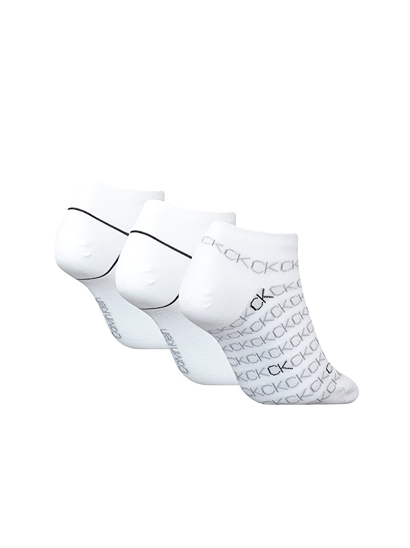 Calvin Klein Beyaz Renkli Kadın 3'Lü Sneaker Çorabı