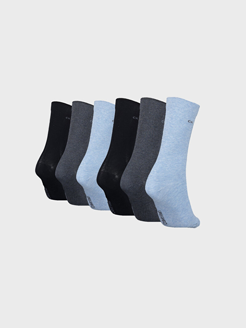 Calvin Klein Mavi Renkli Kadın 6'Lı Roll Top Çorap