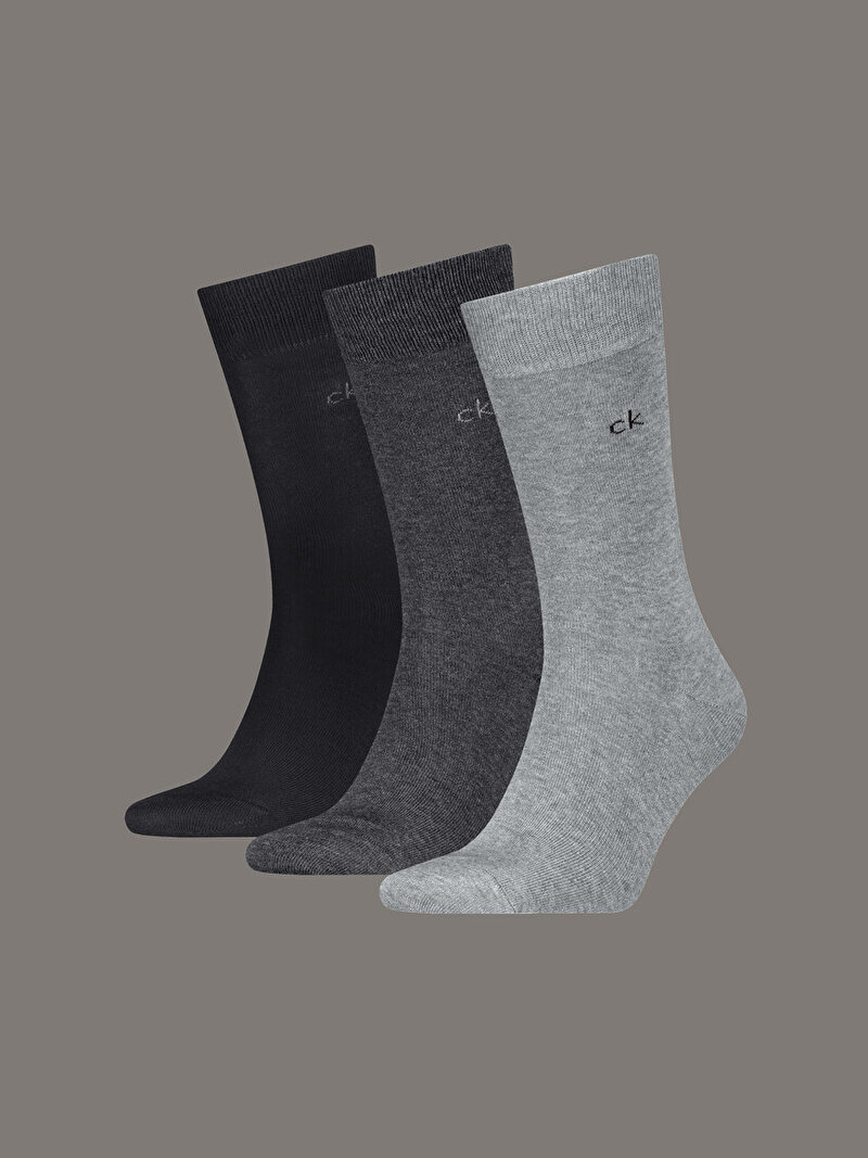 Calvin Klein Gri Renkli Erkek CK 3'lü Paket Çorap