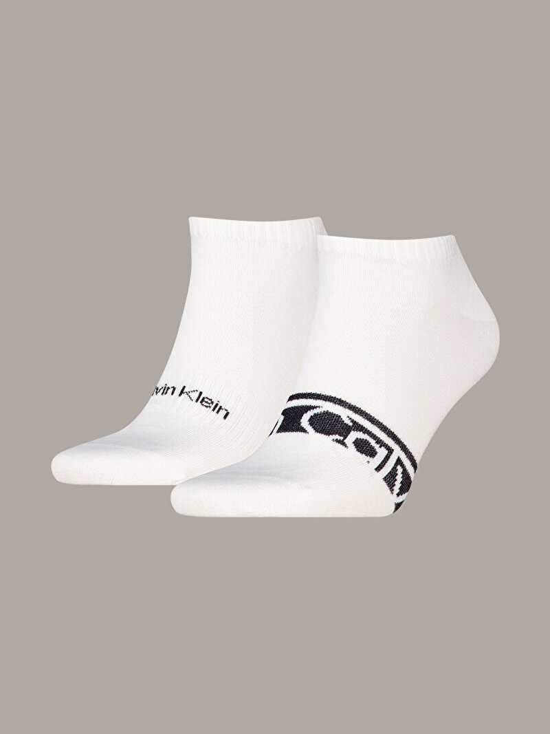 Calvin Klein Beyaz Renkli Erkek CK 2'li Paket Sneaker Çorabı