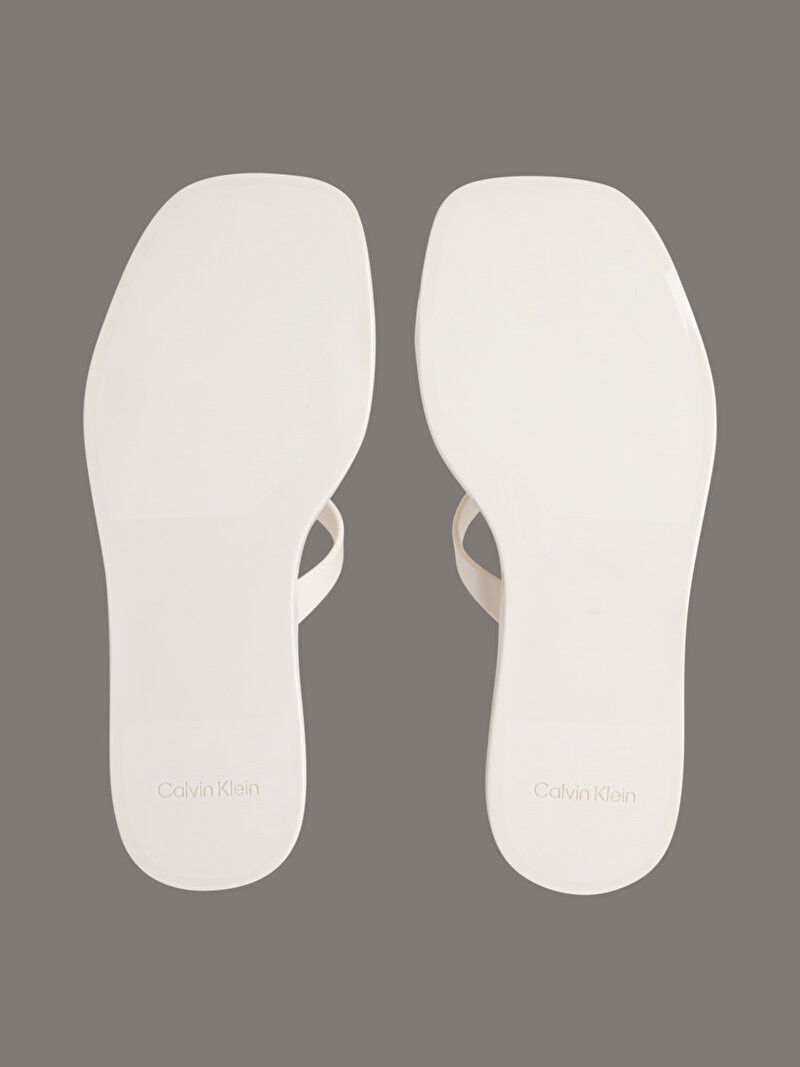 Calvin Klein Beyaz Renkli Kadın Çift Bantlı Terlik