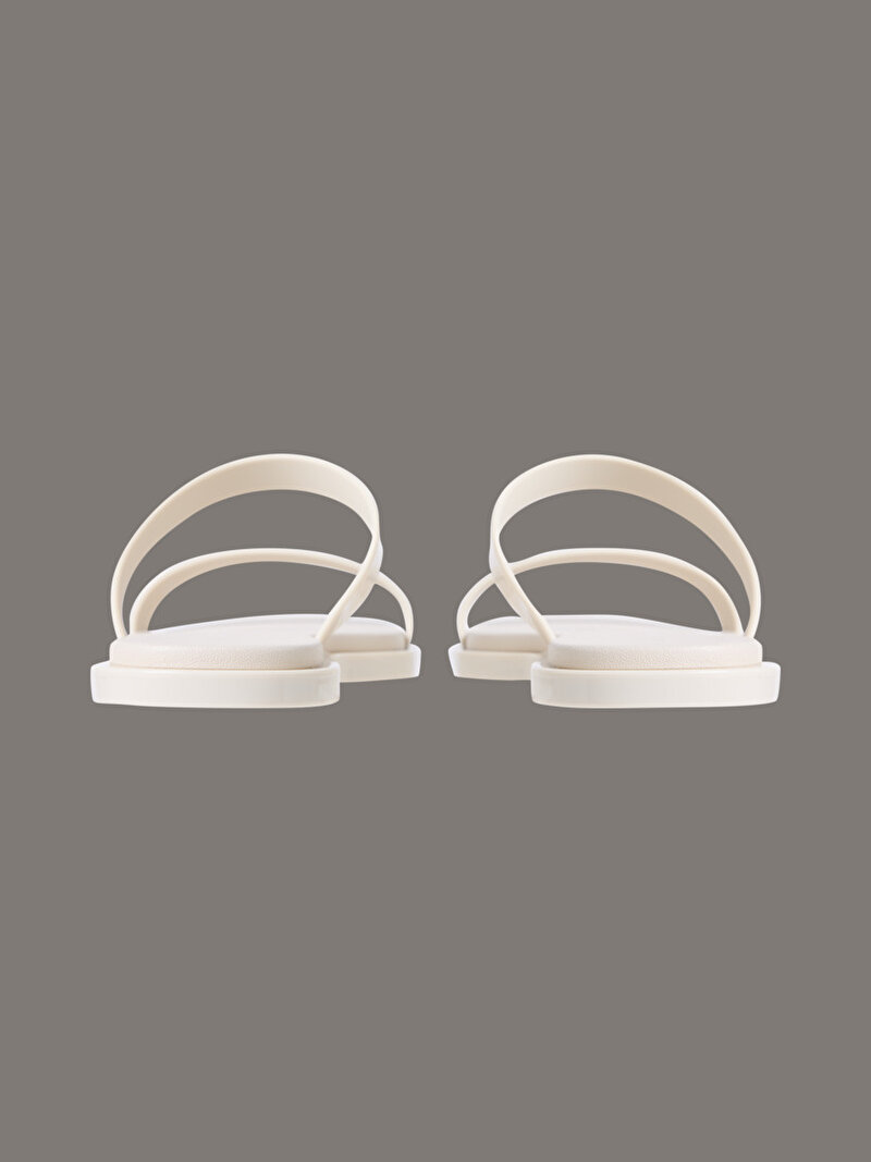 Calvin Klein Beyaz Renkli Kadın Çift Bantlı Terlik