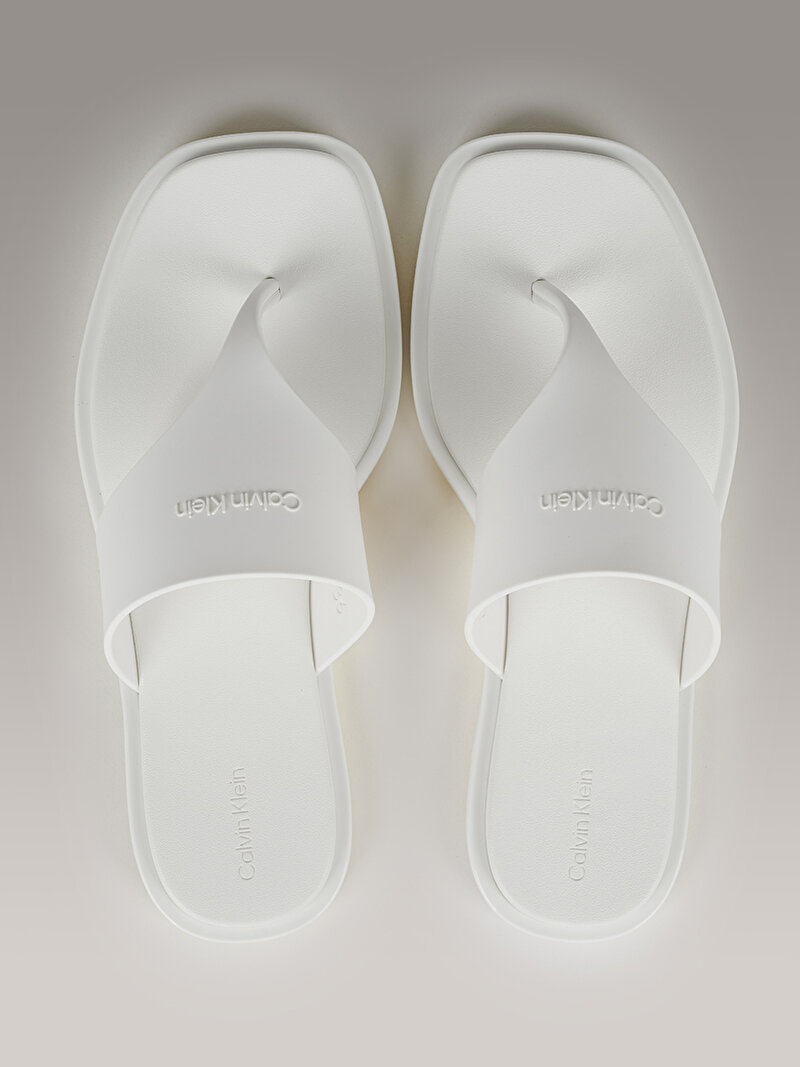 Calvin Klein Beyaz Renkli Kadın Toe Post Plaj Terliği