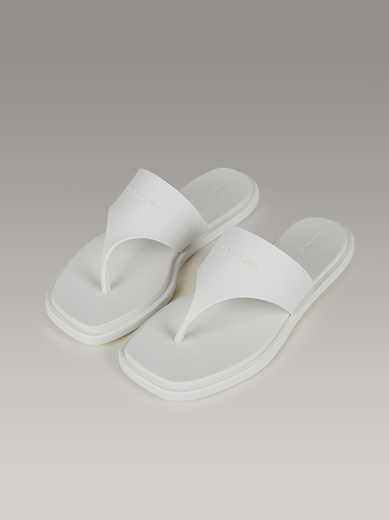 Calvin Klein Beyaz Renkli Kadın Toe Post Plaj Terliği