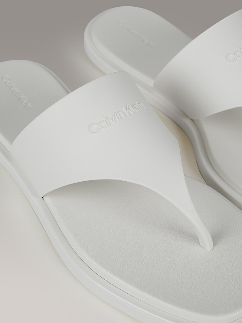 Calvin Klein Beyaz Renkli Kadın Toe Post Plaj Terliği