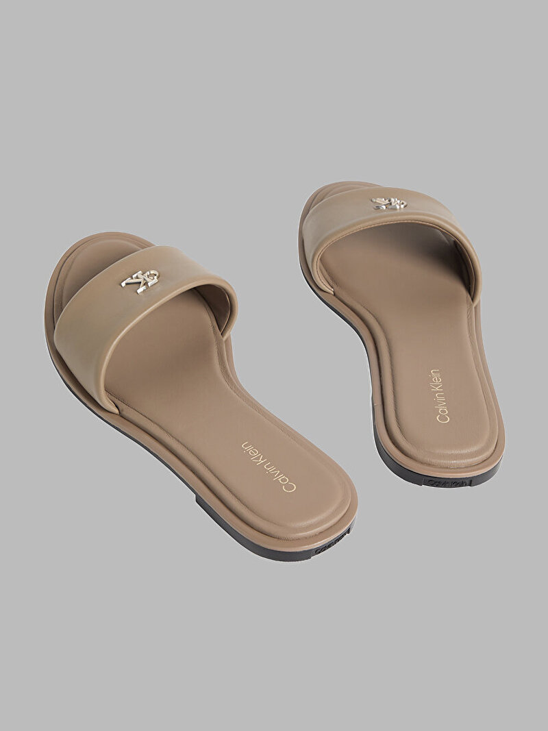 Calvin Klein Bej Renkli Kadın Round Flat Sandalet