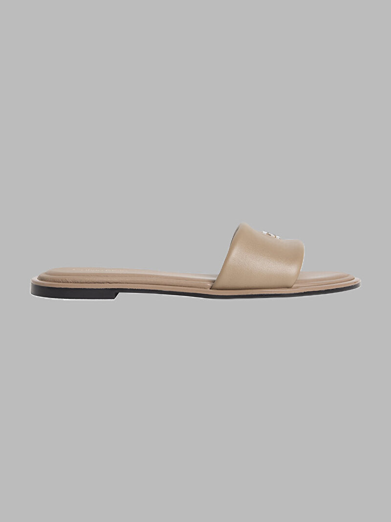 Calvin Klein Bej Renkli Kadın Round Flat Sandalet