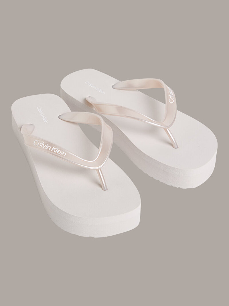 Calvin Klein Gümüş Renkli Kadın Flatform Plaj Terliği