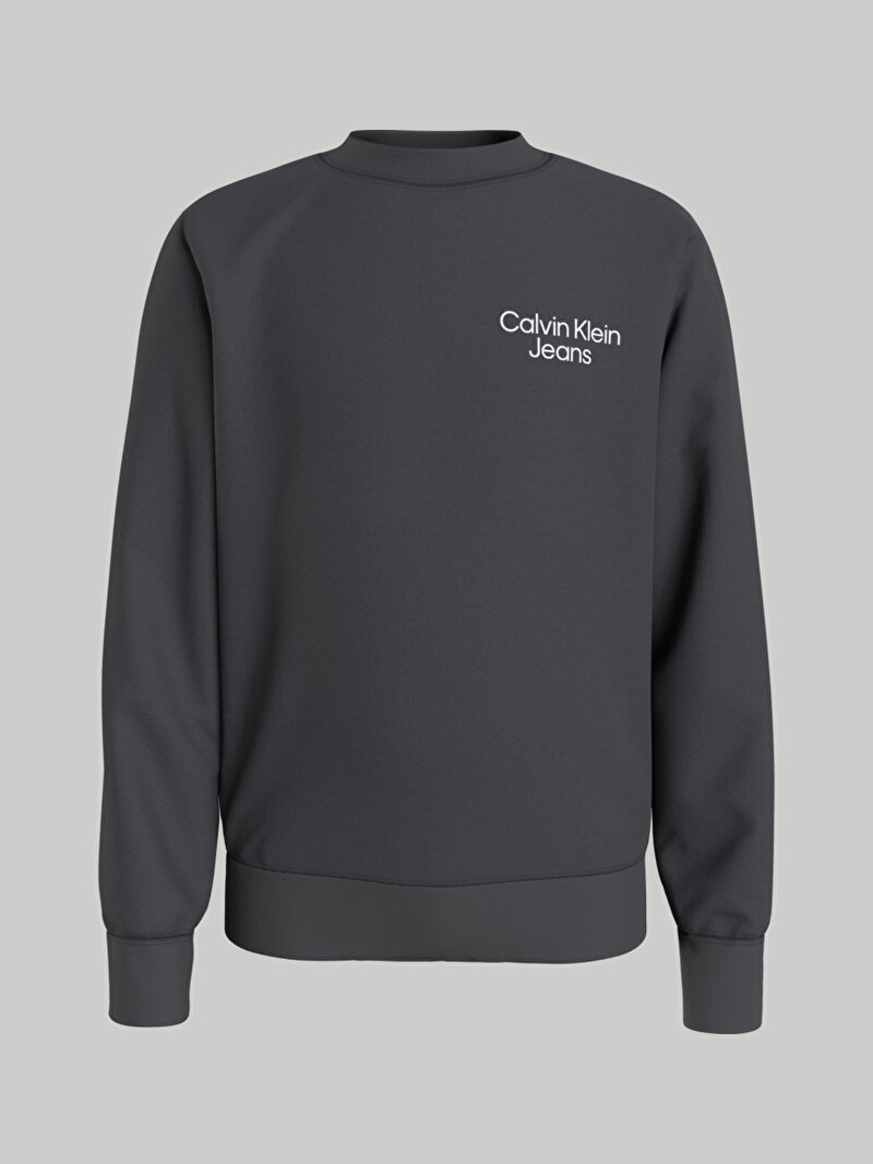 Calvin Klein Gri Renkli Erkek Çocuk Ckj Stack Logo Sweatshirt