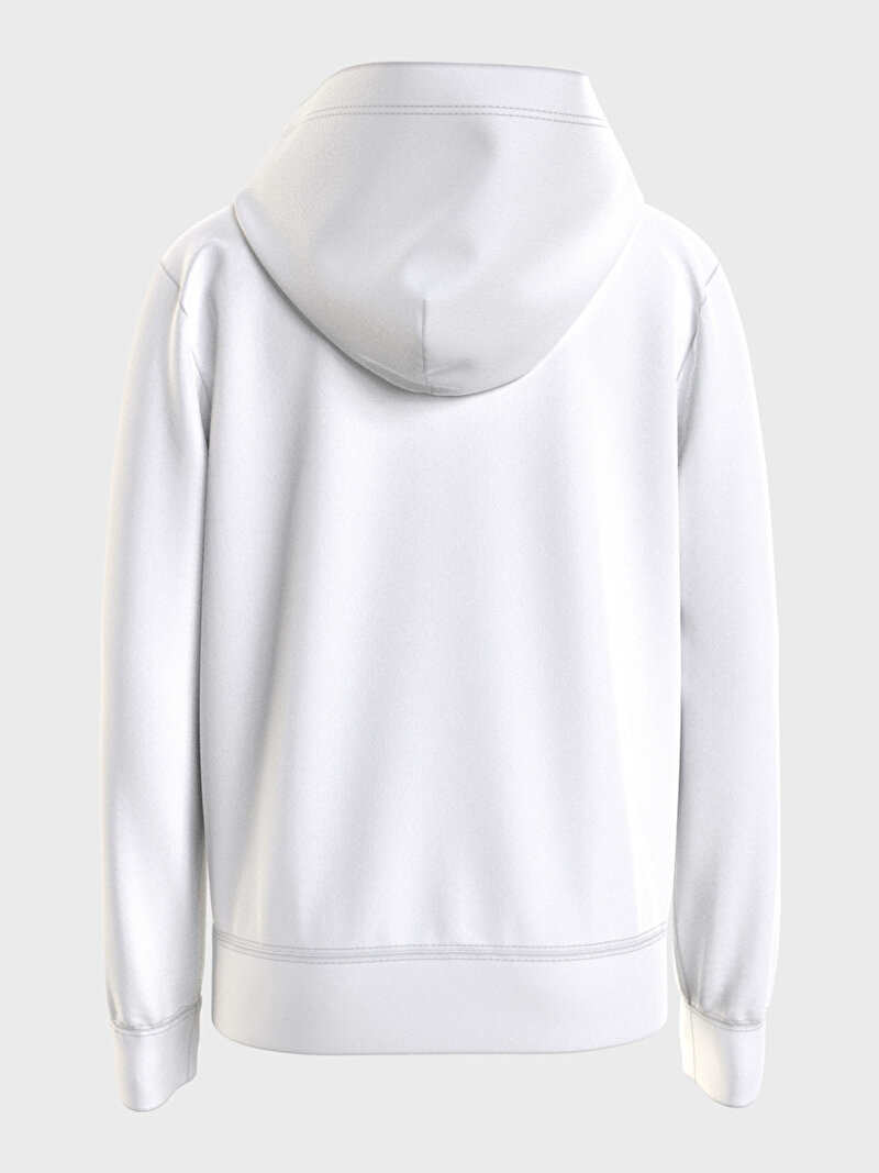 Calvin Klein Beyaz Renkli Erkek Çocuk CKJ Stack Logo Hoodie Sweatshirt