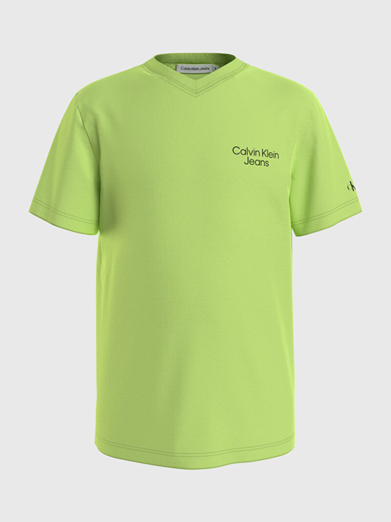 Calvin Klein Yeşil Renkli Erkek Çocuk Ckj Stack Logo T-Shirt