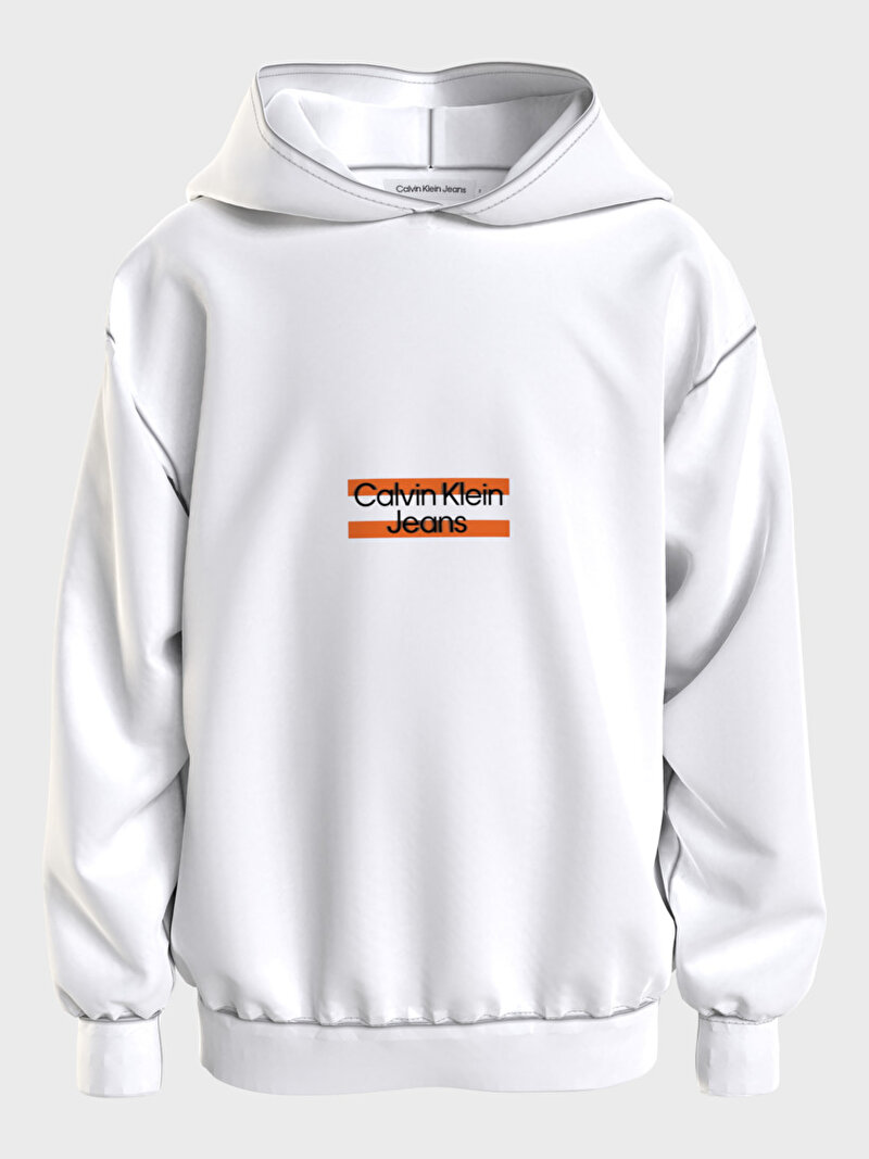 Calvin Klein Beyaz Renkli Erkek Çocuk Mini Block Logo Sweatshirt