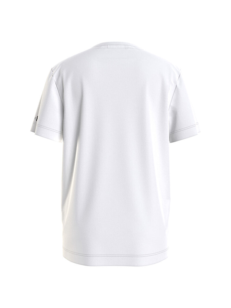 Calvin Klein Beyaz Renkli Erkek Çocuk Maxi Block Logo T-Shirt