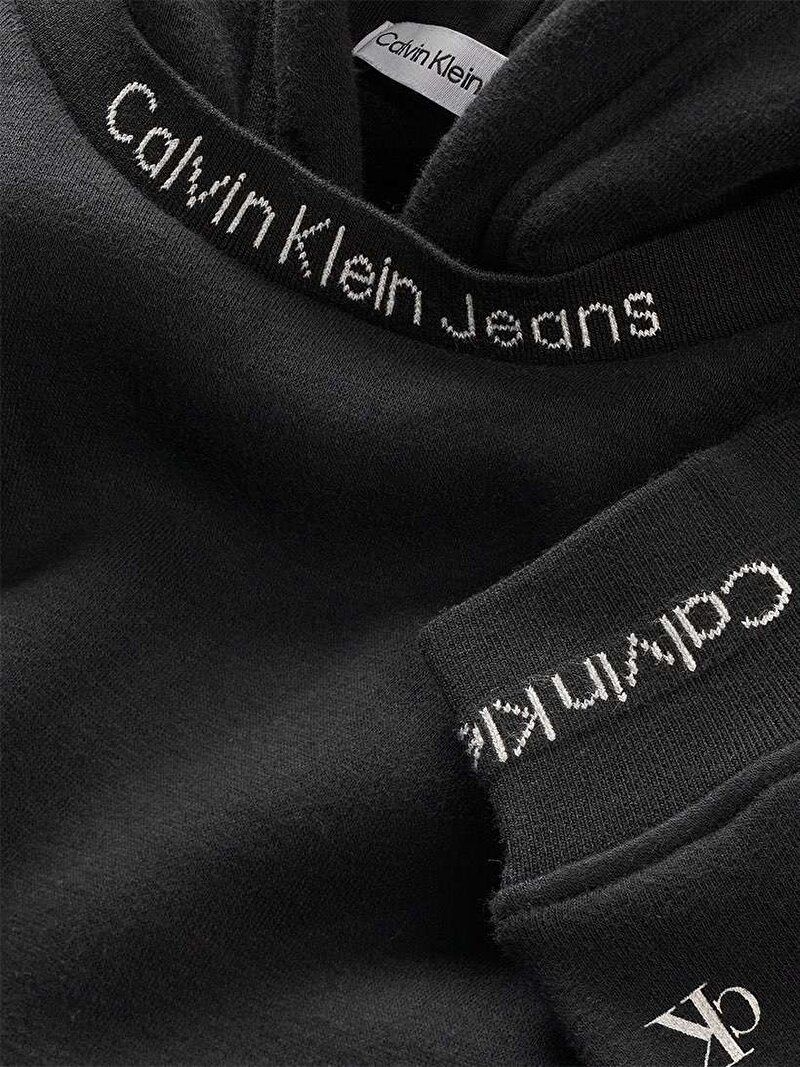 Calvin Klein Siyah Renkli Erkek Çocuk Intarsia Fleece Hooded Sweatshirt