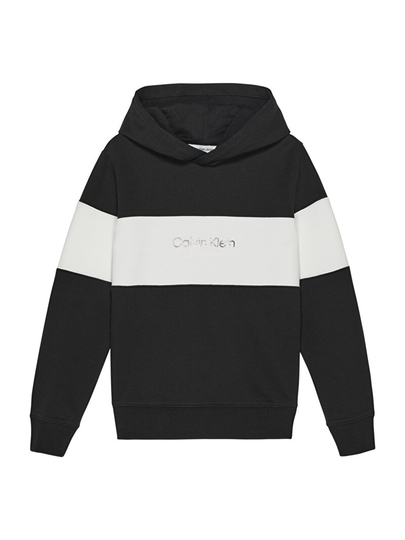 Calvin Klein Siyah Renkli Erkek Çocuk Color Block Hoodie Sweatshirt