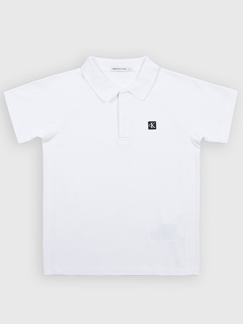 Calvin Klein Beyaz Renkli Erkek Çocuk Soft Jersey Ceremony Polo T-Shirt