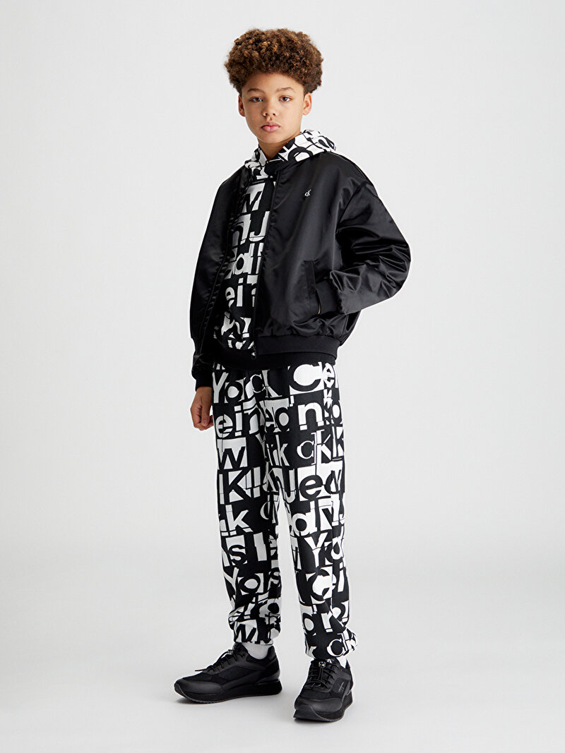 Calvin Klein Siyah Renkli Erkek Çocuk Nylon Bomber Ceket