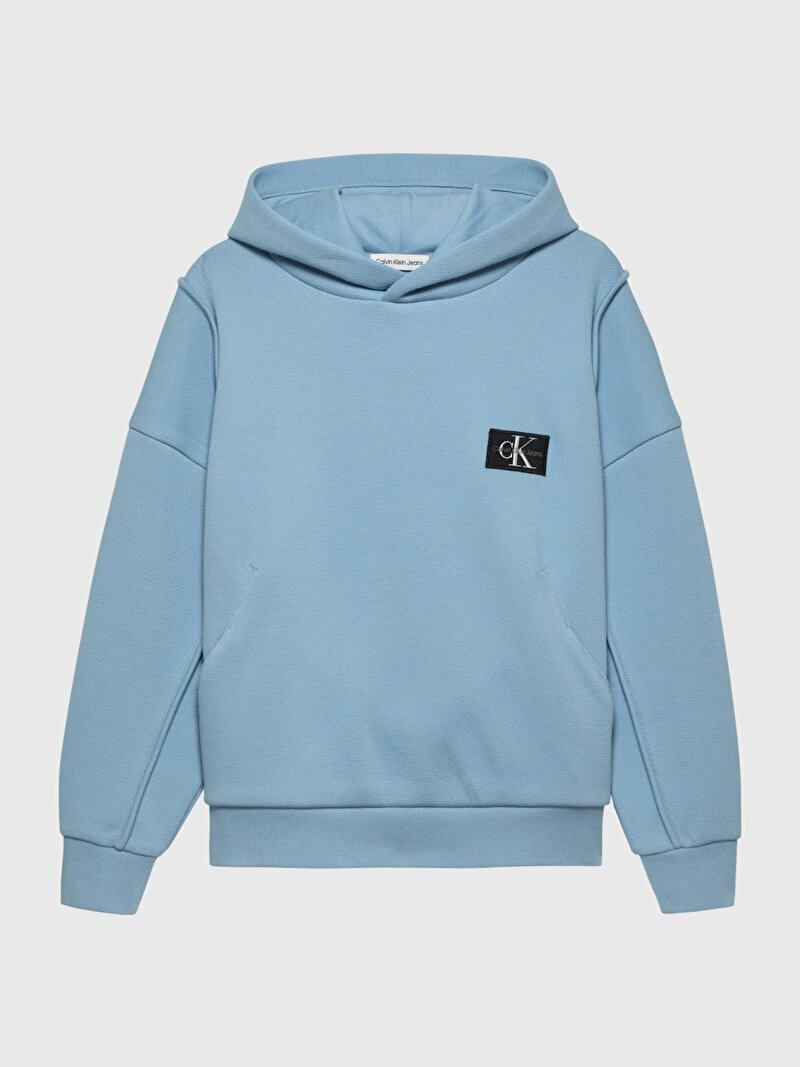 Calvin Klein Mavi Renkli Erkek Çocuk Pique Modern Comfort Sweatshirt
