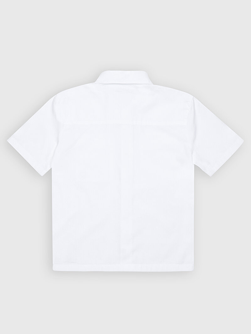 Calvin Klein Beyaz Renkli Erkek Çocuk Popeline Zipped Gömlek