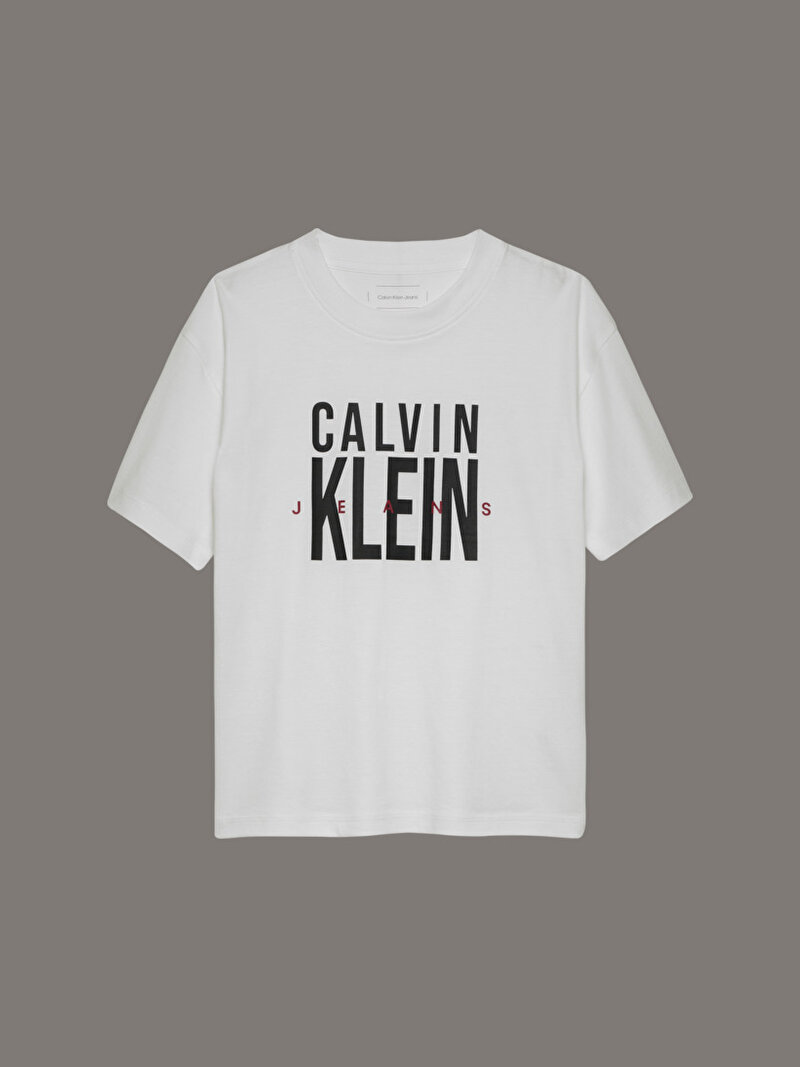 Calvin Klein Beyaz Renkli Erkek Çocuk Bold CKJ Graphic T-shirt