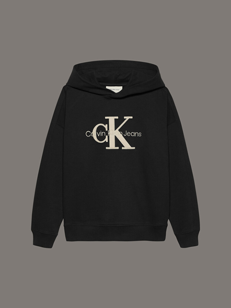 Calvin Klein Siyah Renkli Erkek Çocuk Ottoman Mono Applique Sweatshirt