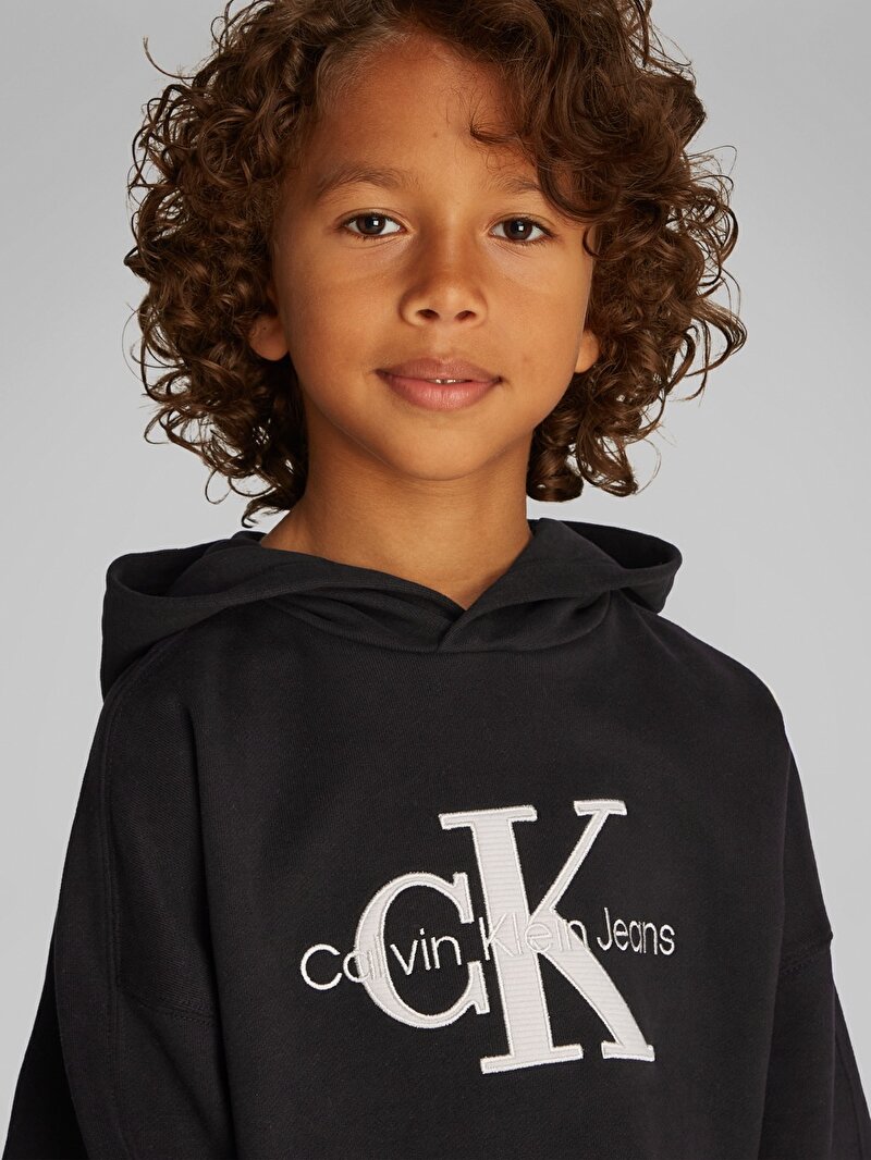 Calvin Klein Siyah Renkli Erkek Çocuk Ottoman Mono Applique Sweatshirt