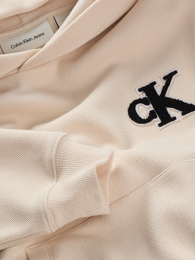 Calvin Klein Bej Renkli Erkek Çocuk Bonded Pique Towel Sweatshirt