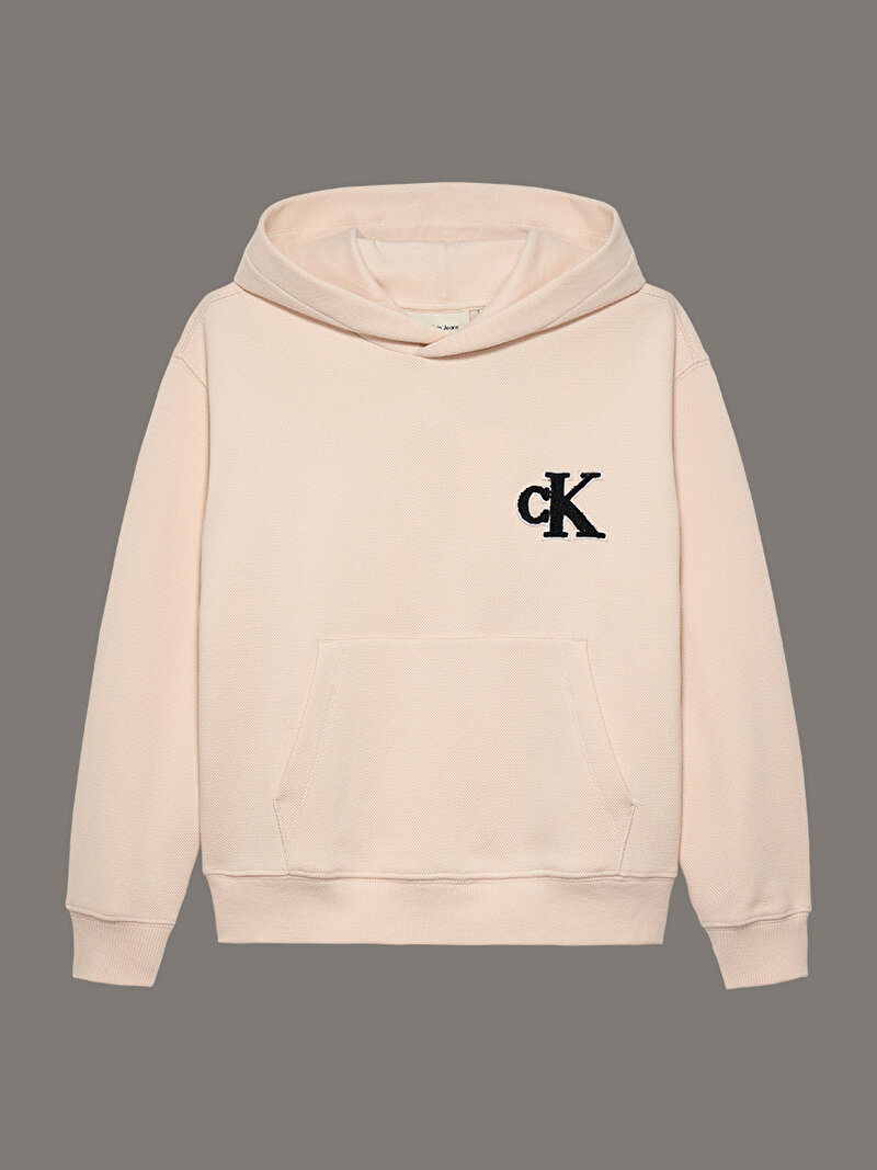 Calvin Klein Bej Renkli Erkek Çocuk Bonded Pique Towel Sweatshirt