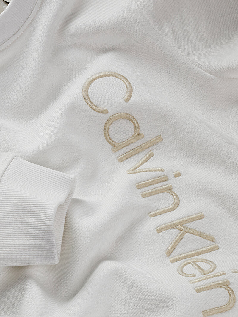 Calvin Klein Beyaz Renkli Erkek Çocuk Terry Side Graphic Sweatshirt