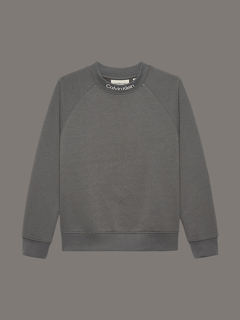Calvin Klein Gri Renkli Erkek Çocuk Neck Fleece Sweatshirt