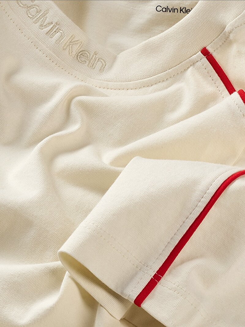 Calvin Klein Bej Renkli Erkek Çocuk Embro CK Piping T-shirt