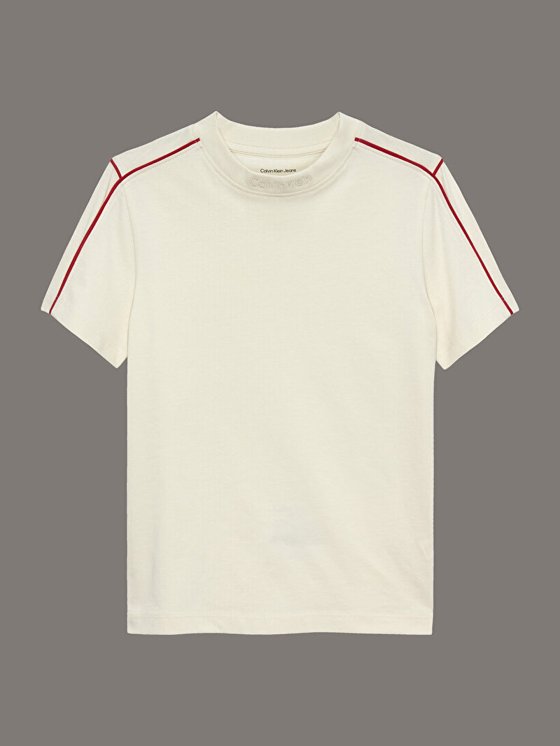 Calvin Klein Bej Renkli Erkek Çocuk Embro CK Piping T-shirt