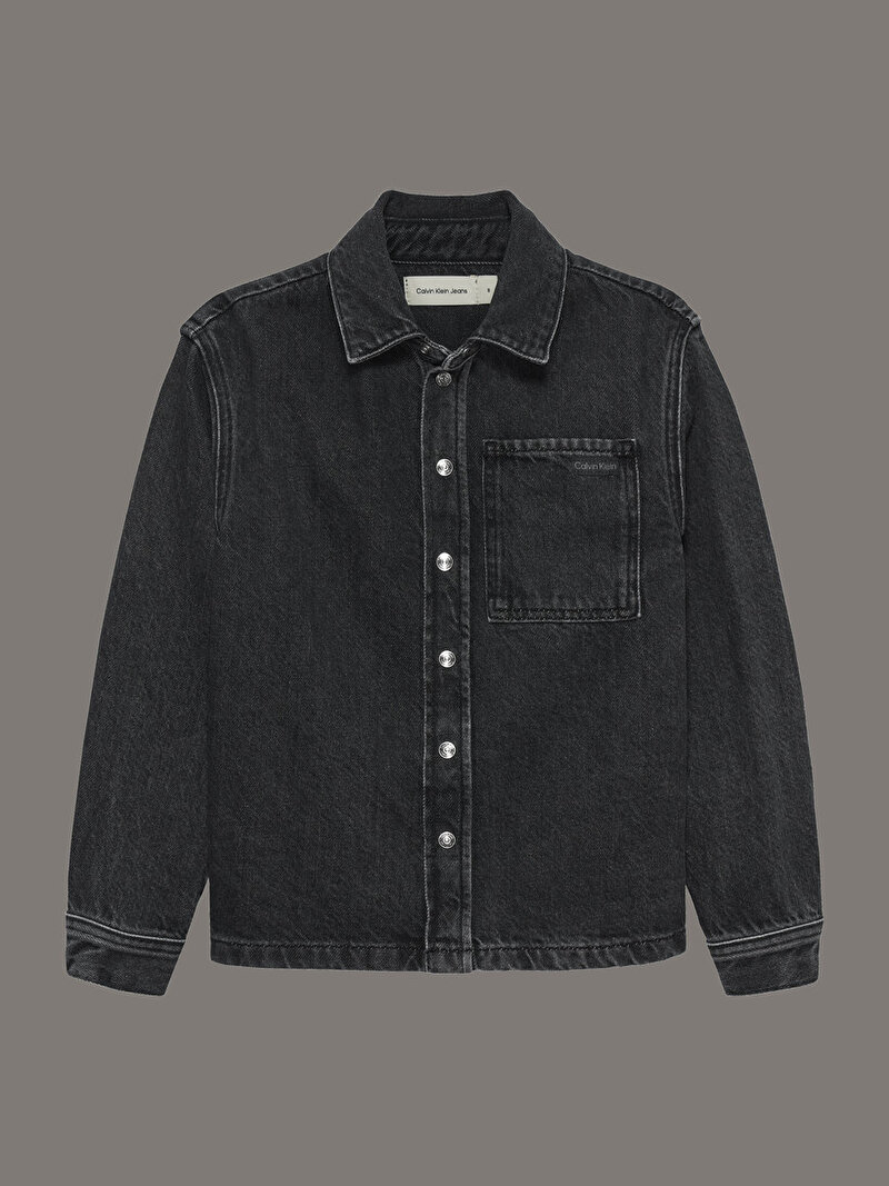 Calvin Klein Siyah Renkli Erkek Çocuk Optic Washed Black Gömlek