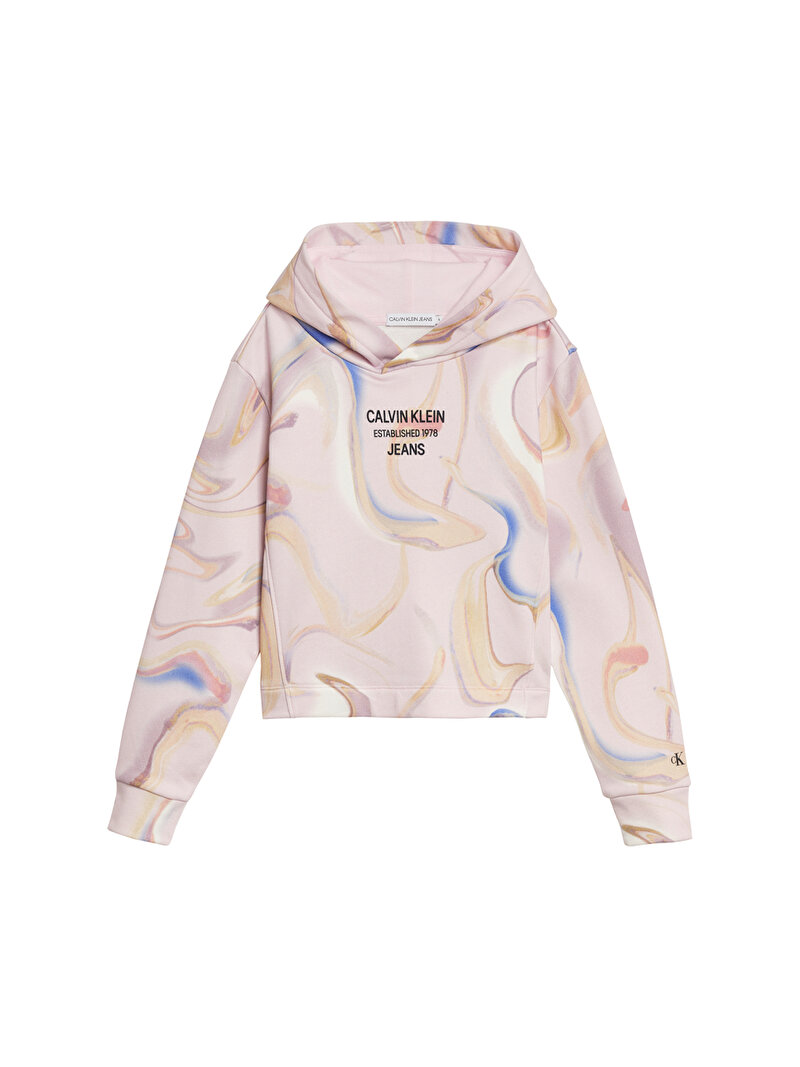 Kız Çocuk Liquid Print Hoodie Sweatshirt