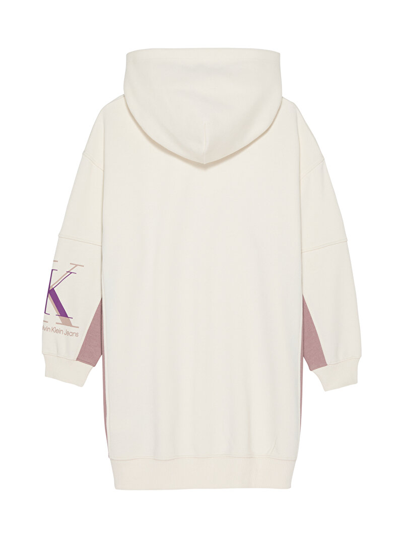 Calvin Klein Beyaz Renkli Kız Çocuk Colour Block Sweatshirt Elbise