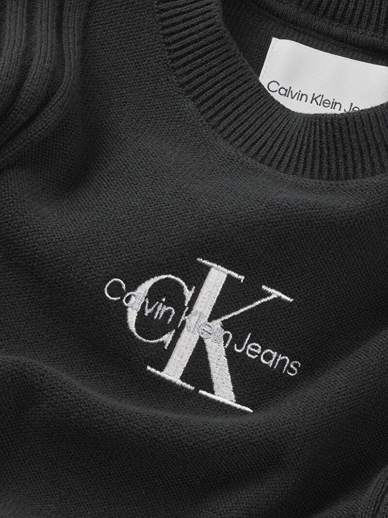 Calvin Klein Siyah Renkli Kız Çocuk Monogram Logo Kazak