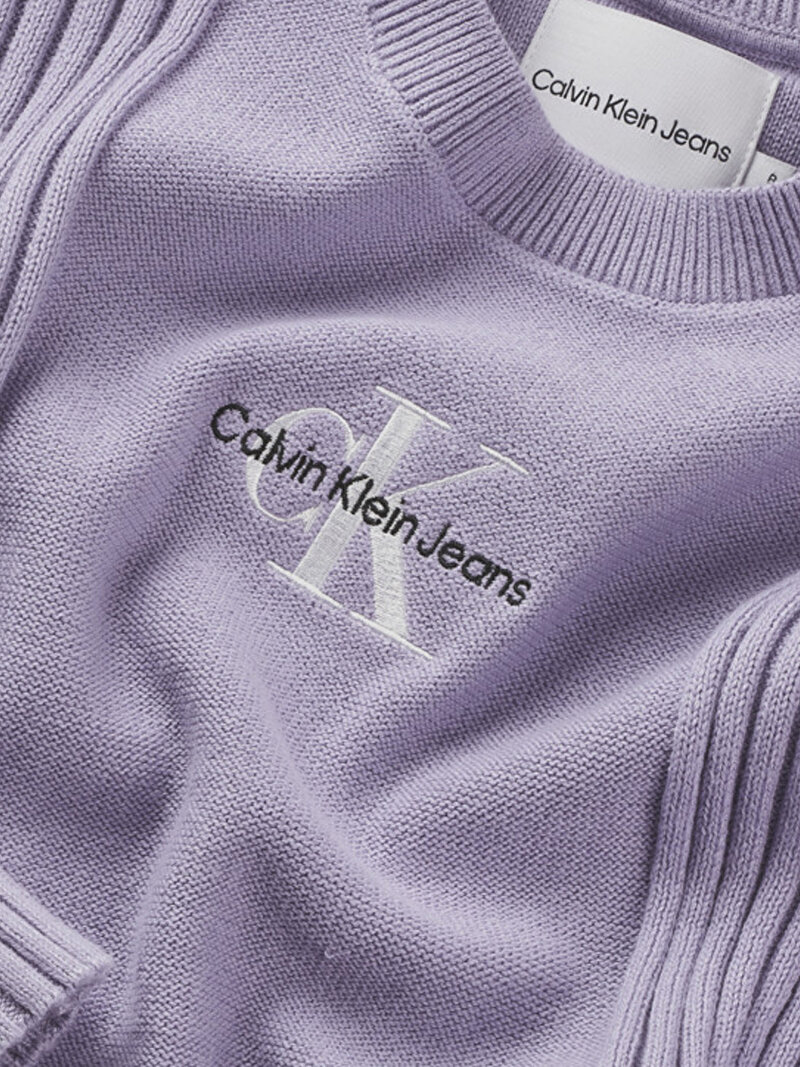 Calvin Klein Mor Renkli Kız Çocuk Monogram Logo Kazak